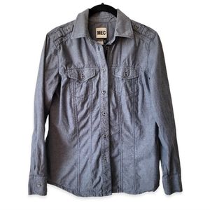 MEC Organic Cottion Button Down Shirt Blue-Grey Chambray Size S